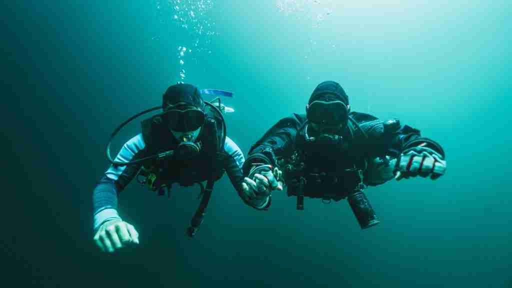 technical diving in a cenote in mexico.